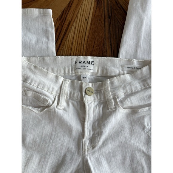 Frame Denim Denim - FRAME DENIM Le Skinny De Jeanne White Distressed Jeans Women's Sz 23 X29